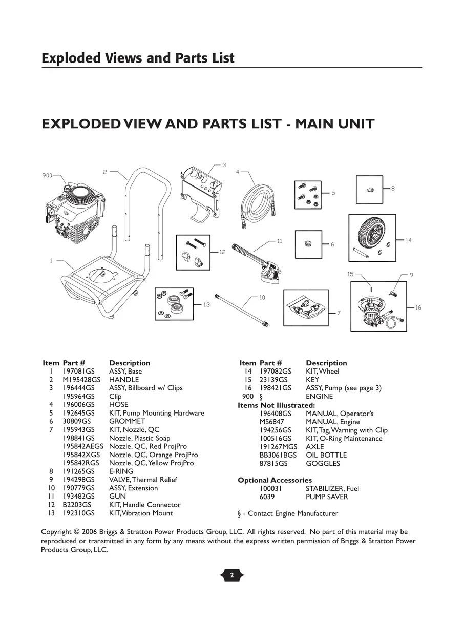 BRIGGS AND STRATTON, 020250, IPL.2
